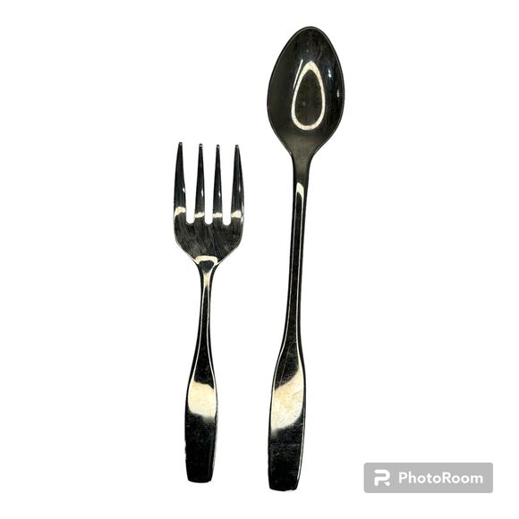 FORK & SPOON ! Vintage Nursery Silver Plate Baby Fork And Spoon Leonard - Picture 1 of 4